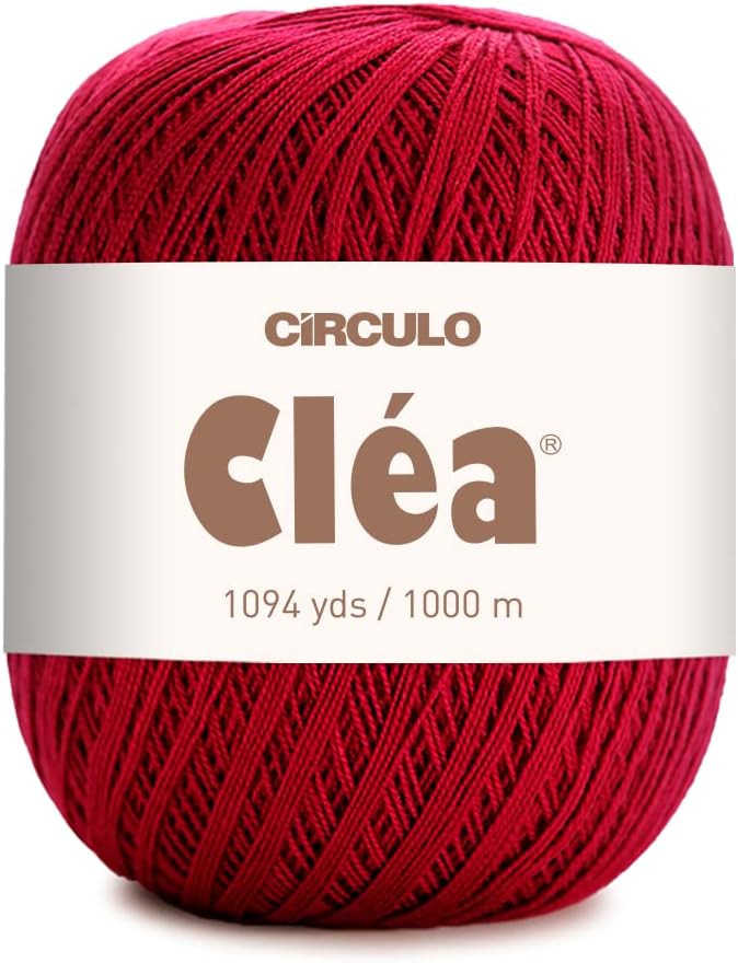 CRCULO Circulo Clea Yarn – Crochet Thread Fine Size 10-8/2 Perfect for Weaving - 100% Mercerized Brazilian Cotton (Pack of 1 Ball) – 5.3 oz, 1094 yds - Color: 3402 - Circulo Red - Image 1